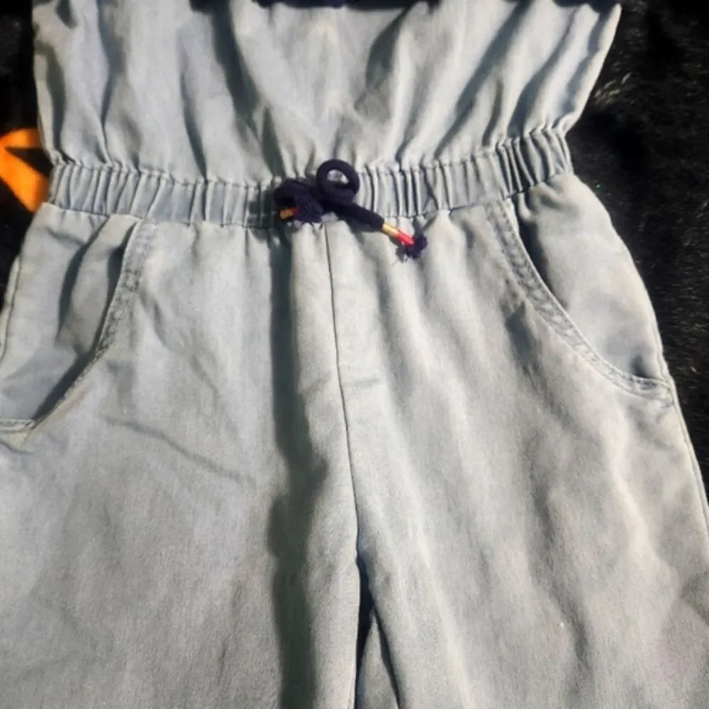 Girl's 5 Years Yellow Blue Lot od 3 Pieces  2 Dresses & Overall
